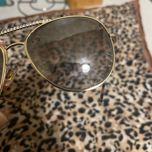 MIU MIU AUTHENTIC GOLD AND DIAMOND AVIATORS FOR WOMEN SUNGLASSES - Picture 13 of 13